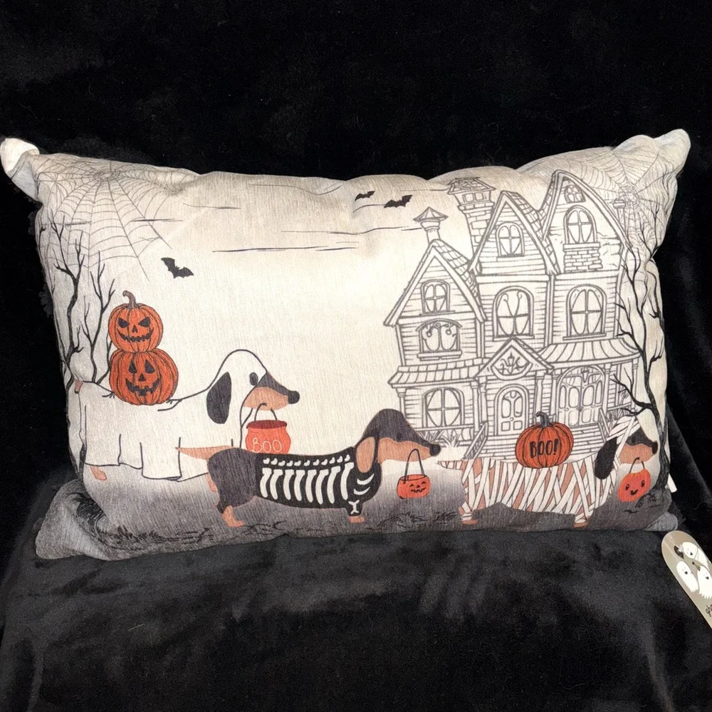 Dachshund Dog Decorative Halloween Pillow